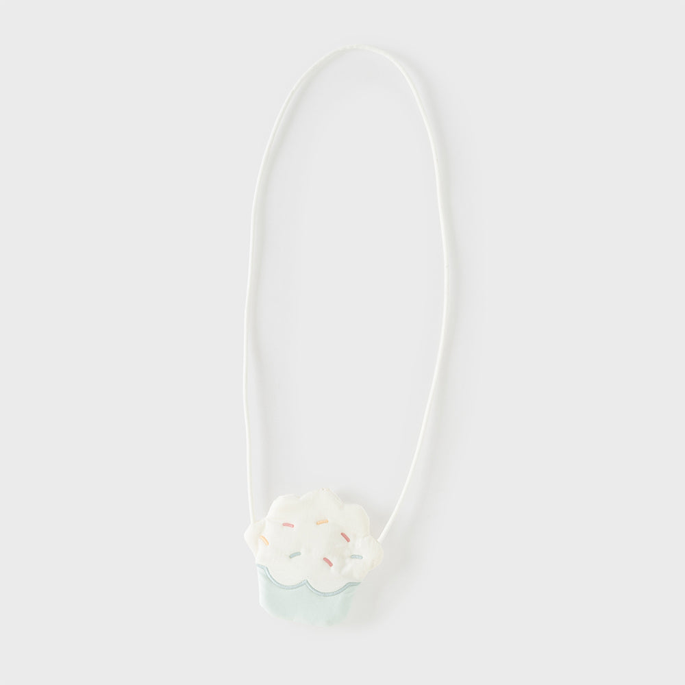 فستان بنات صيفي وردي بدون أكمام من التول بتطريز حلويات مع حقيبة كروس بودي بشكل كب كيك