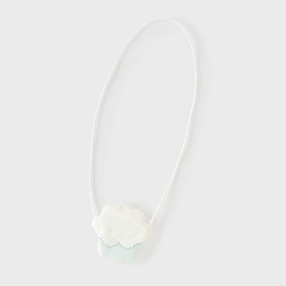 فستان بنات صيفي وردي بدون أكمام من التول بتطريز حلويات مع حقيبة كروس بودي بشكل كب كيك