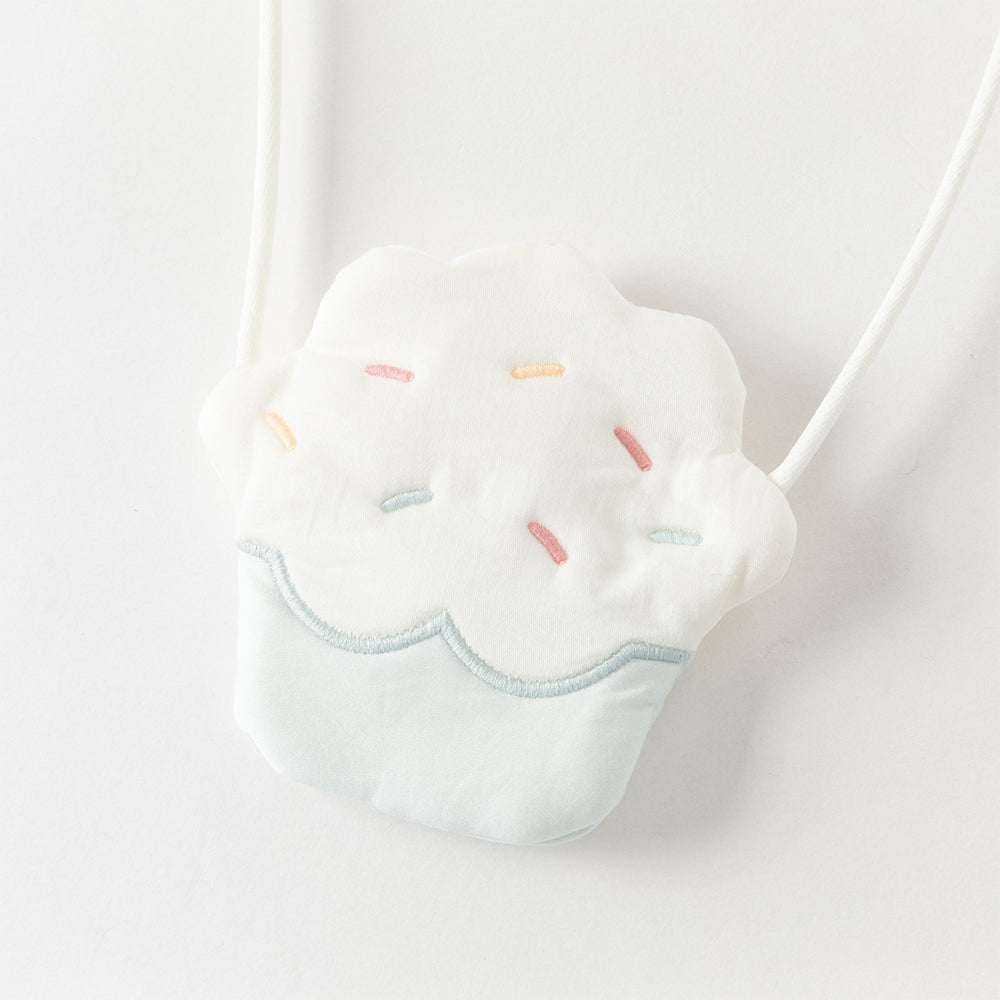 فستان بنات صيفي وردي بدون أكمام من التول بتطريز حلويات مع حقيبة كروس بودي بشكل كب كيك