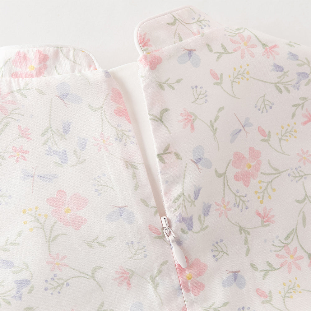 فستان ياقة تشيباو بأكمام قصيرة مزخرف بالزهور للبنات الصغيرات، فستان صيفي صيني متعدد الطبقات