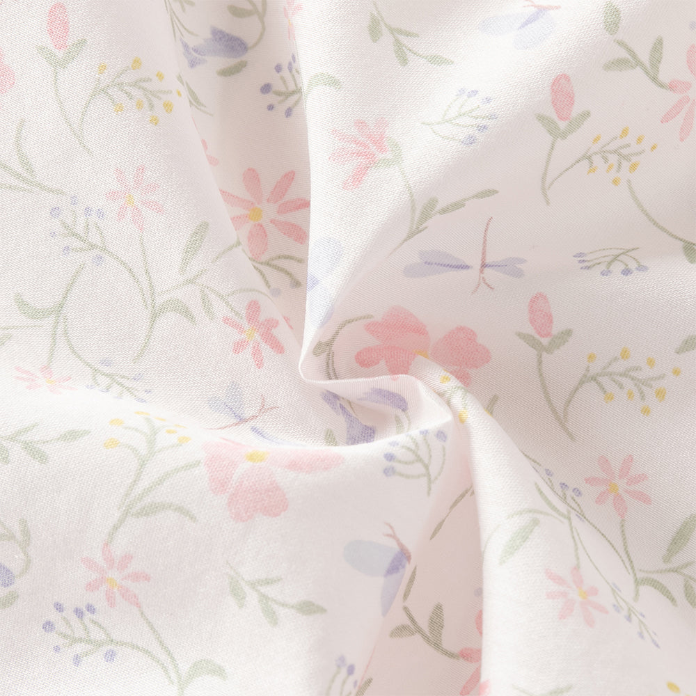 فستان ياقة تشيباو بأكمام قصيرة مزخرف بالزهور للبنات الصغيرات، فستان صيفي صيني متعدد الطبقات