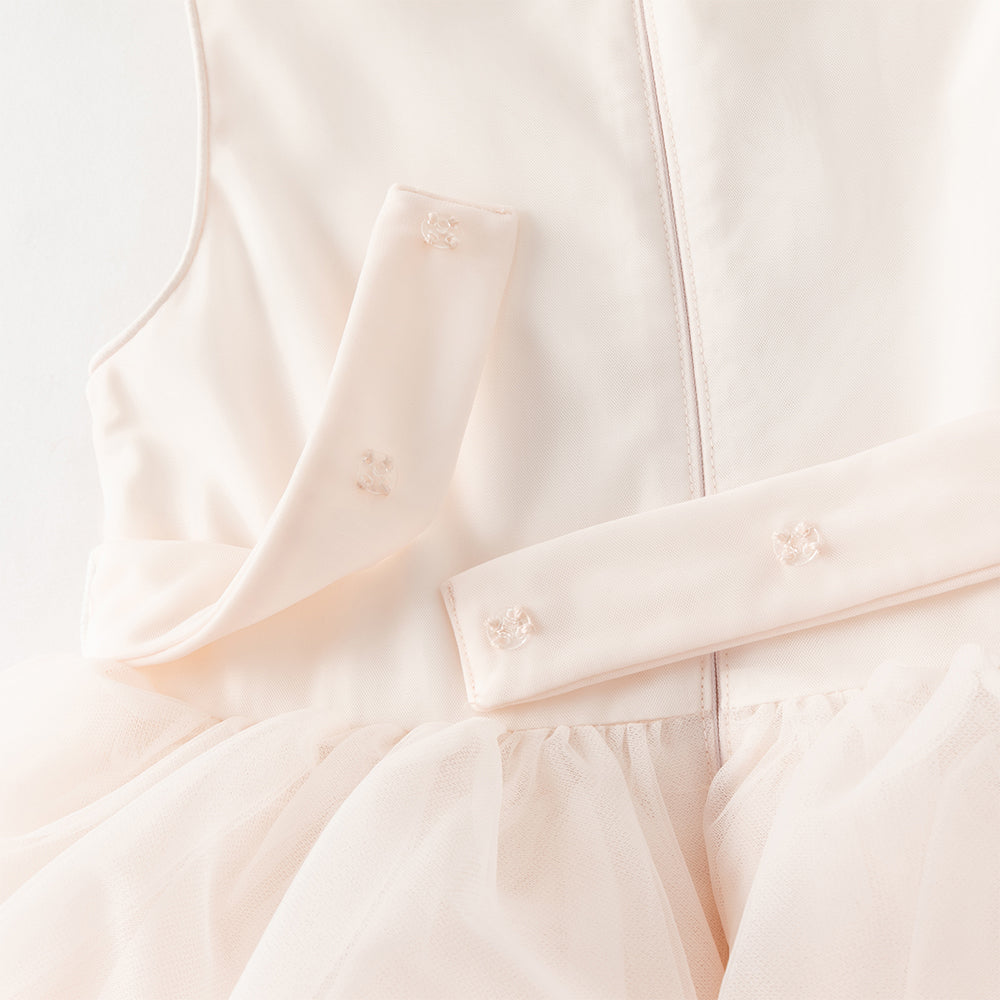 فستان بنات صيفي وردي بدون أكمام من التول بأسلوب أميرة مع فراشات ثلاثية الأبعاد وحزام قابل للإزالة