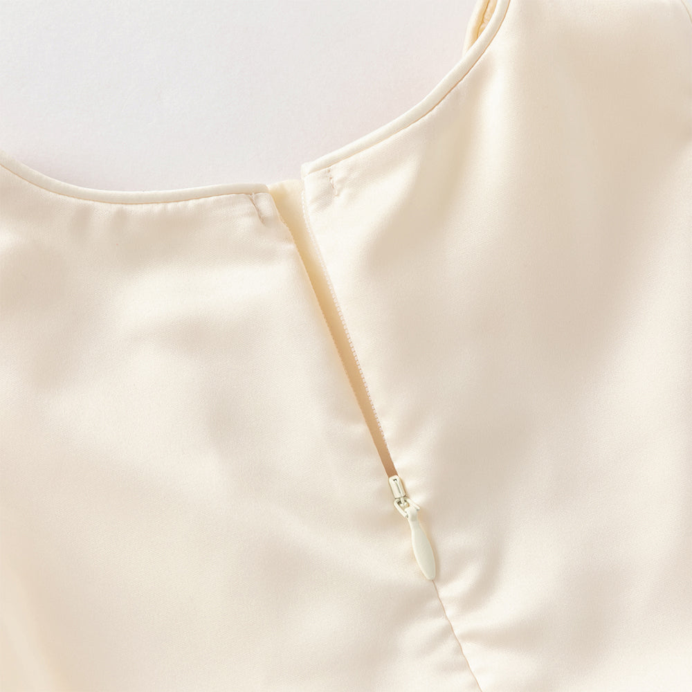 فستان بنات صيفي بلون الشامبين بدون أكمام من التول بأسلوب أميرة مع شال متناسق