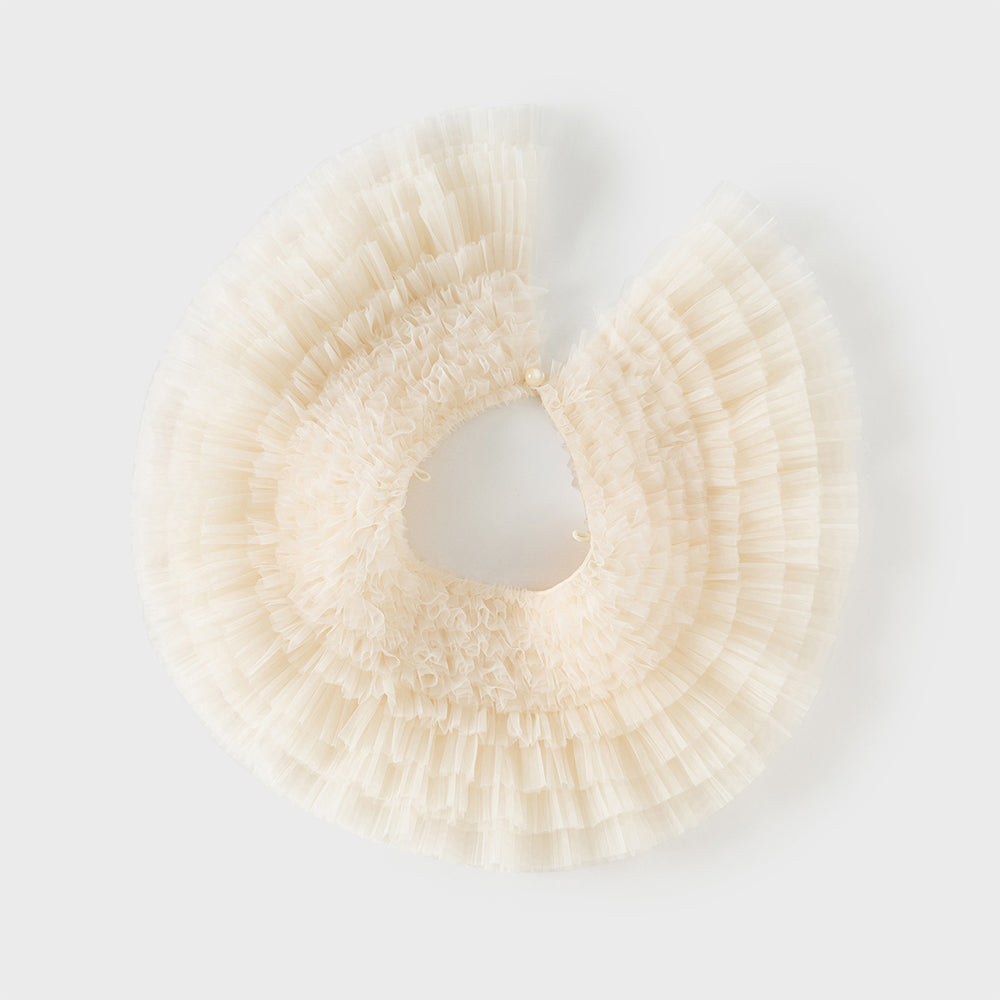 فستان بنات صيفي بلون الشامبين بدون أكمام من التول بأسلوب أميرة مع شال متناسق