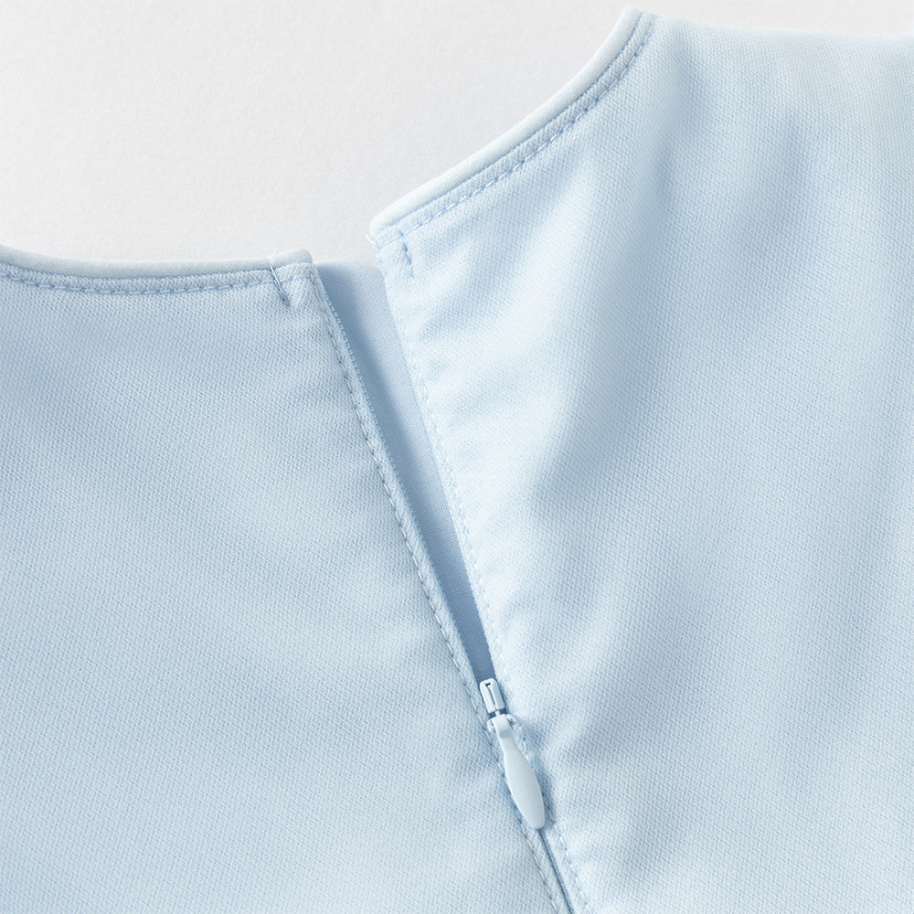 فستان بنات صيفي أزرق بدون أكمام من التول بأسلوب أميرة مع زخارف زهور وكشكش