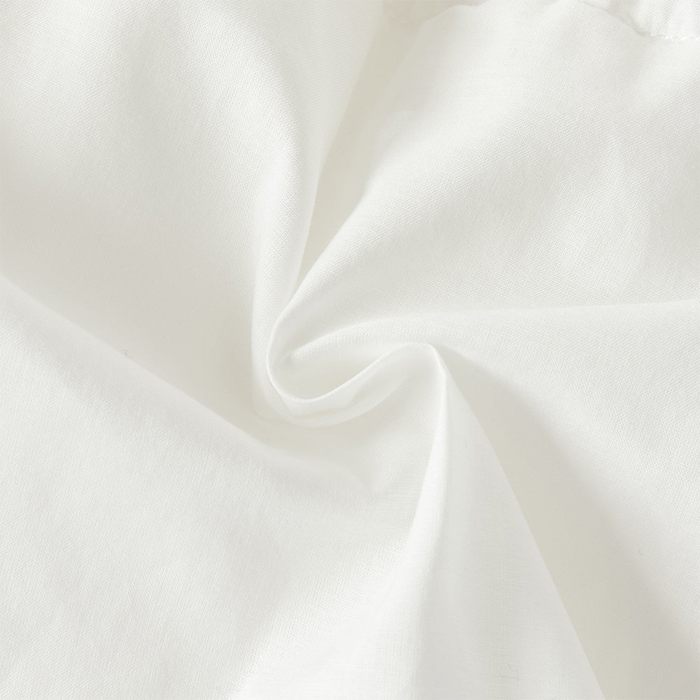 فستان بنات صيفي أبيض من التول بتطريز زهور وأكمام قصيرة (مع مشبك شعر بفيونكة متطابقة)