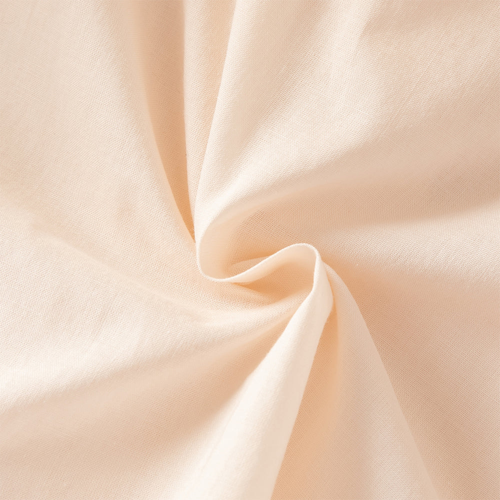 فستان بنات صيفي من التول بلون بيج ووردي فاتح بياقة تشيباو وأكمام قصيرة مع تطريز زهور بأسلوب أميرة