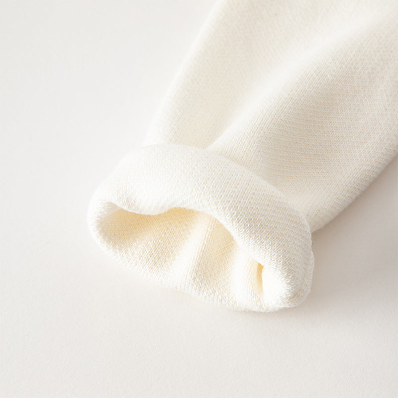 فستان بنات طويل الأكمام من قماش محبوك باللون البيج مع تنورة تول بأسلوب أميرة