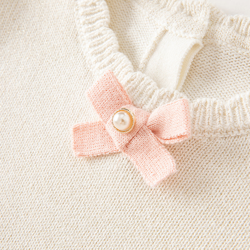 فستان بنات طويل الأكمام باللون الوردي الرمادي من القماش المحبوك مع تنورة تول منفوشة بأسلوب أميرة