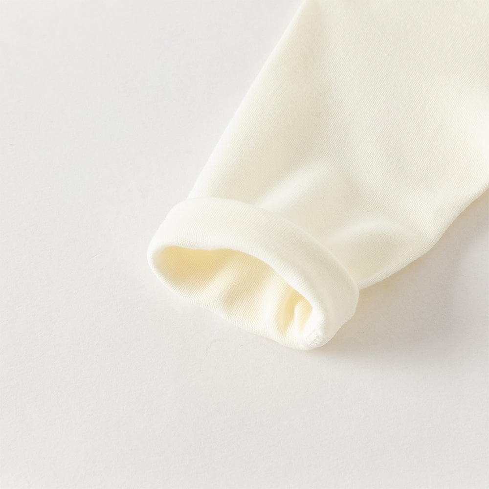 رومبر أطفال من القطن 100% برباط جانبي — متوفر باللون الوردي الفاتح / الأصفر الفاتح / الأزرق الفاتح، مع تطريز دب لطيف