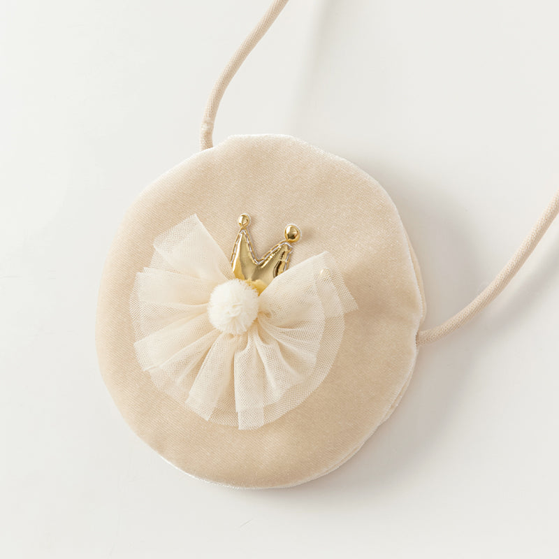 فستان بنات بأكمام طويلة مخمل مشمشي تنورة تول بنقشة نجمية تصميم أميري