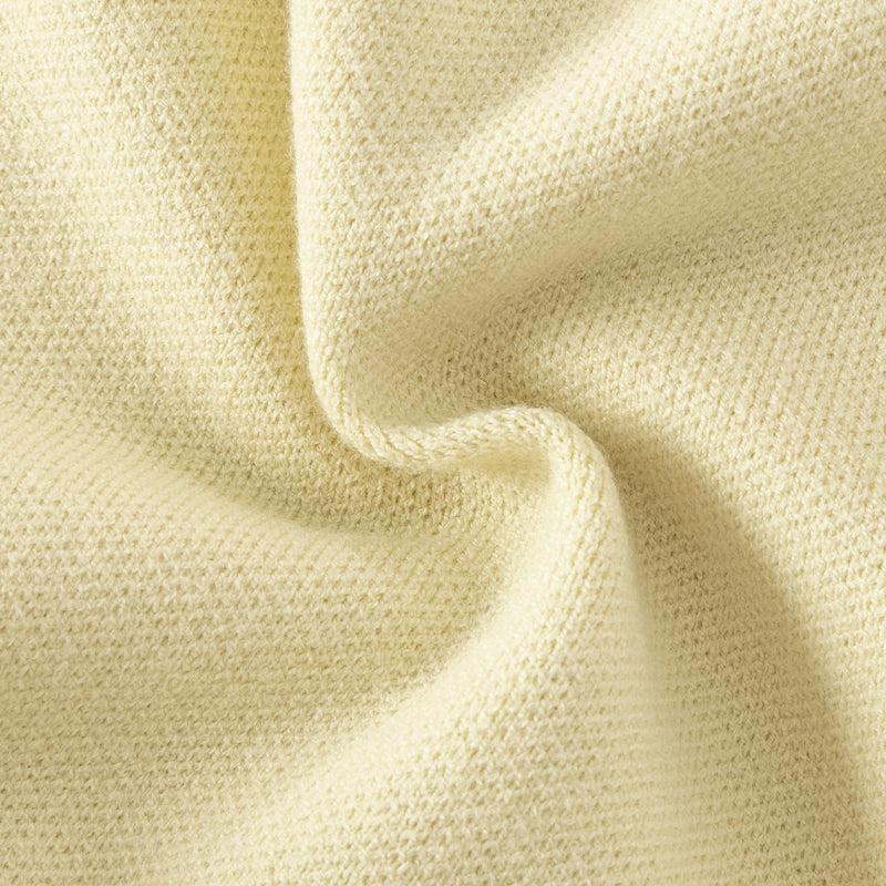 فستان بنات بأكمام طويلة باللون الأصفر بقماش محبوك وتنورة تول، ستايل كاجوال راقٍ