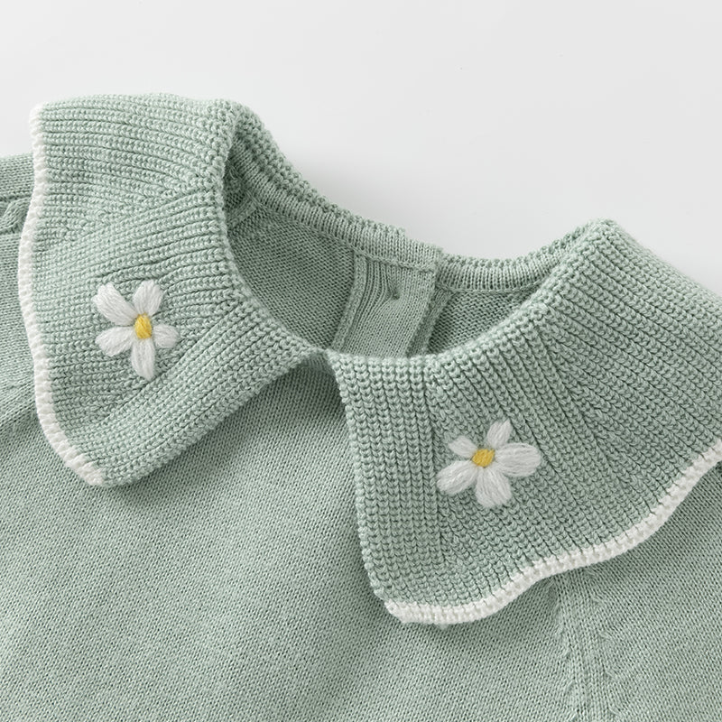 فستان بنات بأكمام طويلة باللون الأخضر المائي من قماش محبوك وتنورة تول تصميم أميري