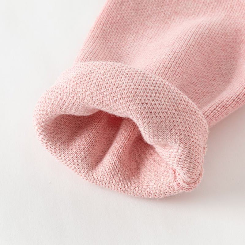 فستان بنات طويل الأكمام من قماش محبوك باللون الوردي بأسلوب لطيف مع تنورة تول بأسلوب أميرة