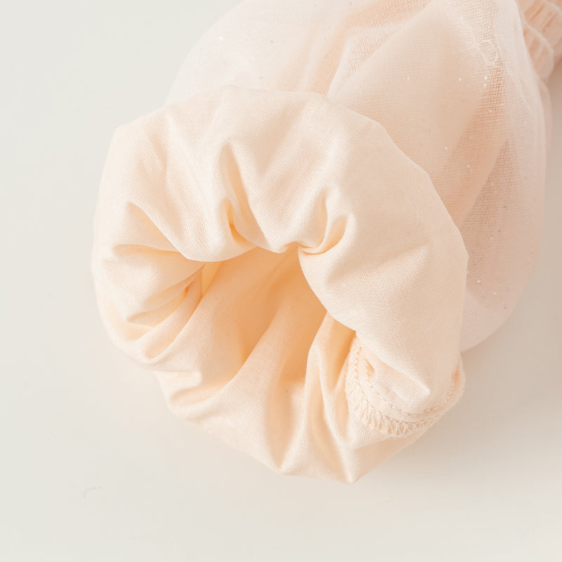 فستان للبنات الصغيرات بأكمام طويلة من التول باللون الوردي الفاتح بتصميم أميري