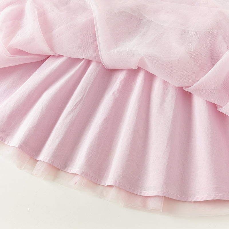 فستان بنات طويل الأكمام من التول باللون الأرجواني الوردي بأسلوب صيني عصري (يشمل حقيبة كروس)