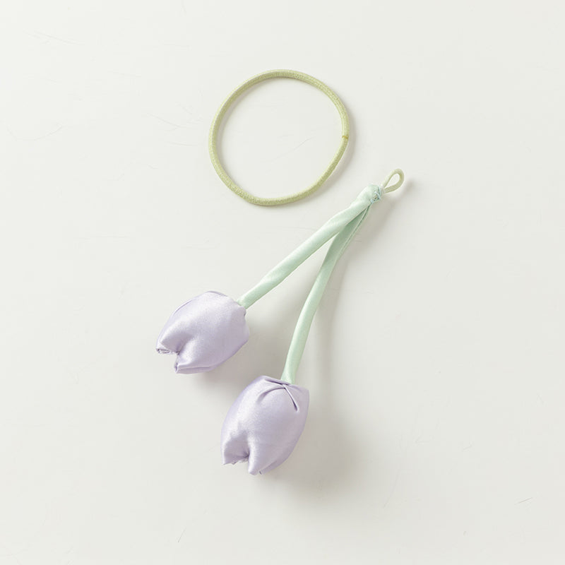 فستان بنات طويل الأكمام من التول باللون البنفسجي الغباري بأسلوب صيني عصري