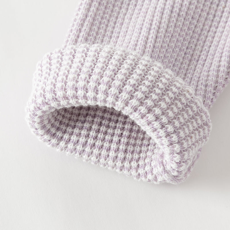 فستان بنات بأكمام طويلة بنفسجي من قماش محبوك مزين بنجوم وشراشيب وتنورة تول