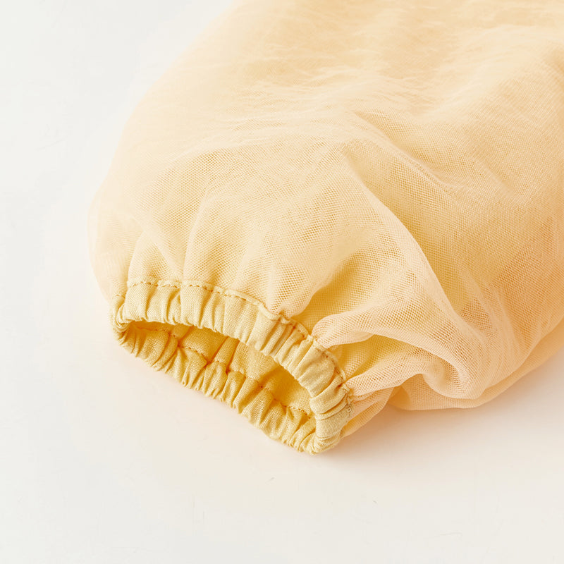 فستان بنات طويل الأكمام من التول باللون البرتقالي بأسلوب لطيف(يشمل حقيبة كروس)