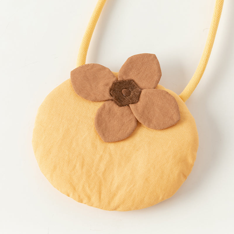 فستان بنات طويل الأكمام من التول باللون البرتقالي بأسلوب لطيف(يشمل حقيبة كروس)