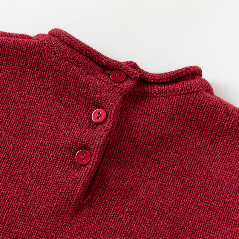 فستان بنات بأكمام طويلة من قماش محبوك باللون الخمري/الوردي الفاتح مع تنورة تول متعددة الطبقات بأسلوب غير رسمي