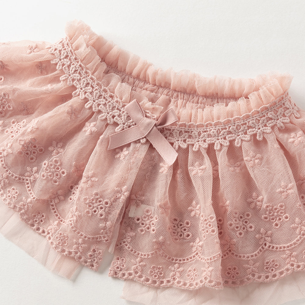 فستان أميرة للأطفال على شكل A بأكمام طويلة من التريكو الوردي مع تنورة من التول، مزود بكتفية مطابقة للزينة