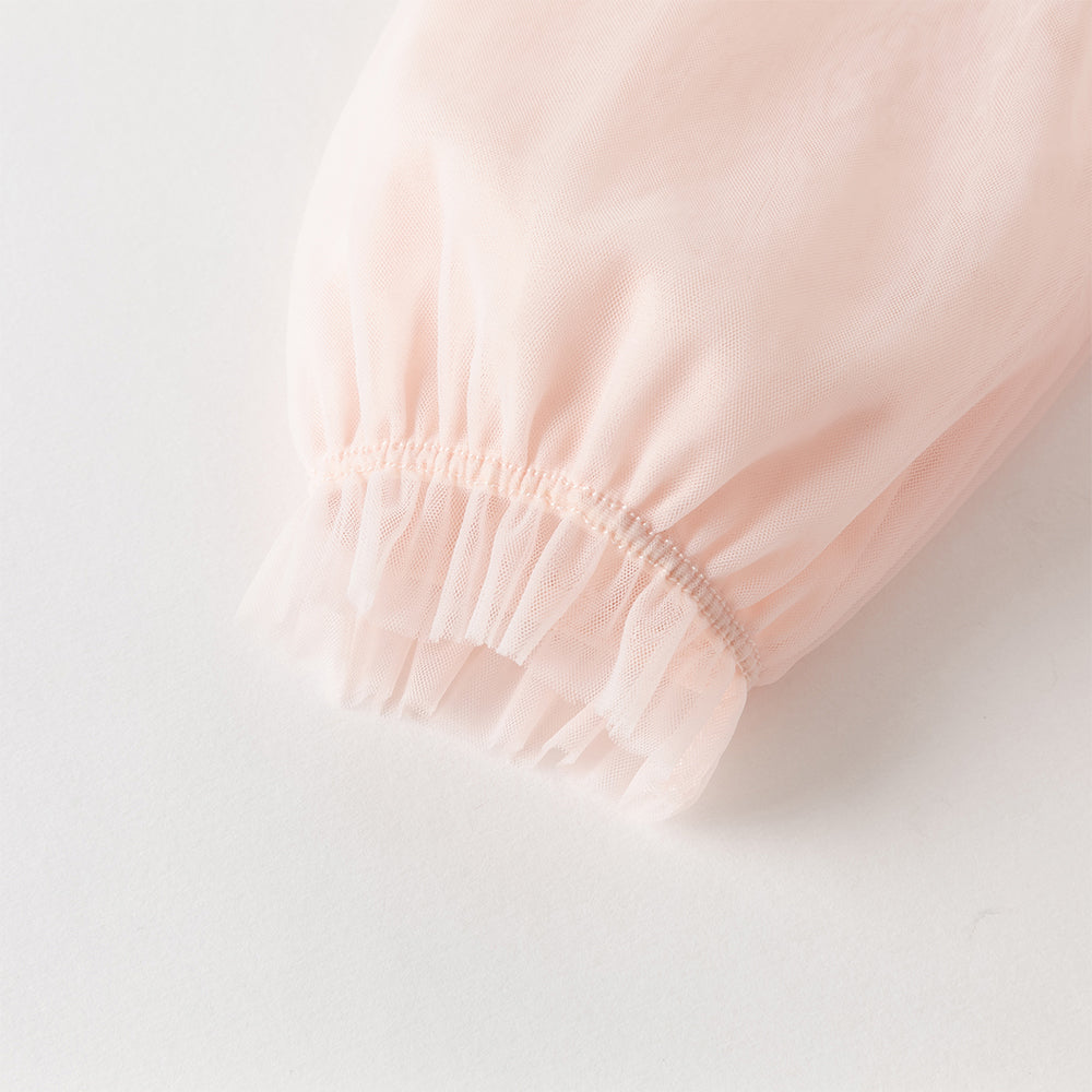 فستان بنات طويل الأكمام من التول باللون الوردي بأسلوب صيني عصري (يشمل زينة تدلي من الخيوط الصينية)