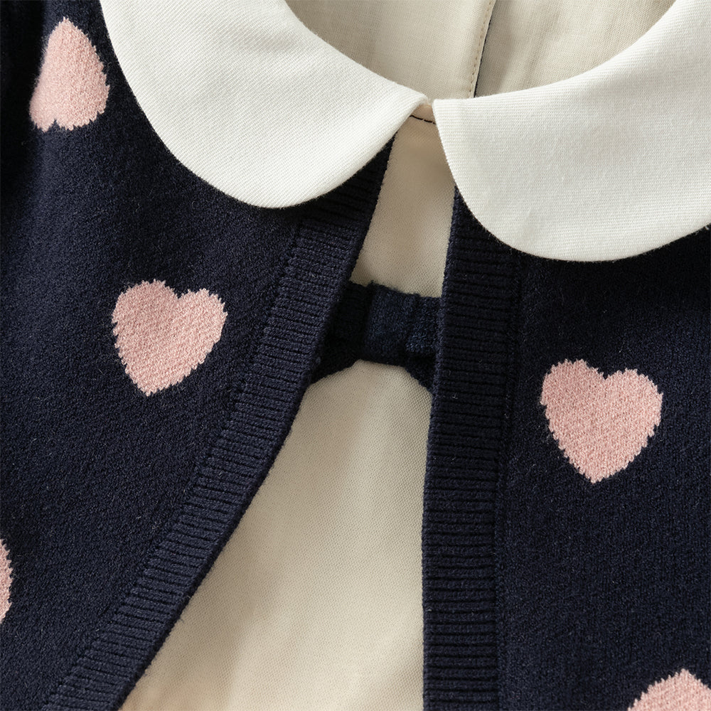 فستان طويل الأكمام للبنات من قماش محبوك باللون الكحلي مع تنورة تول باللون الأصفر بأسلوب أميرة