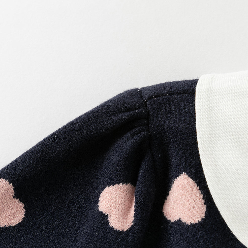 فستان طويل الأكمام للبنات من قماش محبوك باللون الكحلي مع تنورة تول باللون الأصفر بأسلوب أميرة