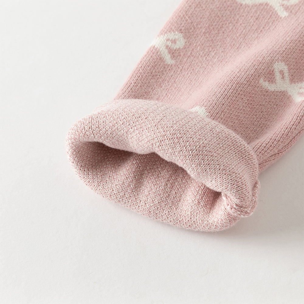 فستان بنات طويل الأكمام من قماش محبوك باللون الوردي مع تنورة تول بأسلوب أميرة