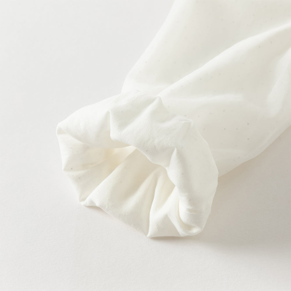 فستان شبكي للبنات بأكمام طويلة باللون الأبيض بتصميم صيني