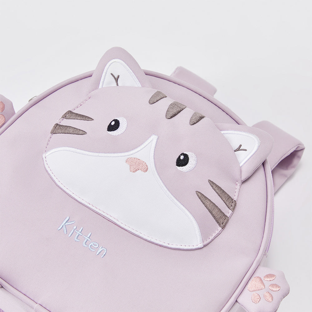 حقيبة ظهر مدرسية خفيفة للأطفال بلون بنفسجي بتصميم قطة لطيفة
