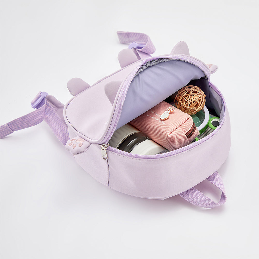 حقيبة ظهر مدرسية خفيفة للأطفال بلون بنفسجي بتصميم قطة لطيفة