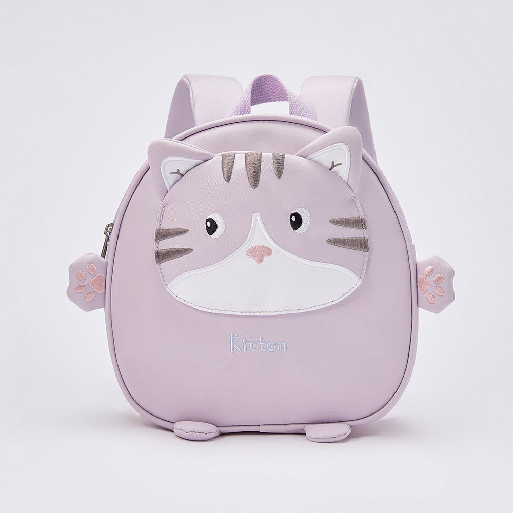 حقيبة ظهر مدرسية خفيفة للأطفال بلون بنفسجي بتصميم قطة لطيفة
