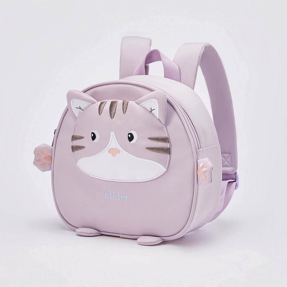 حقيبة ظهر مدرسية خفيفة للأطفال بلون بنفسجي بتصميم قطة لطيفة