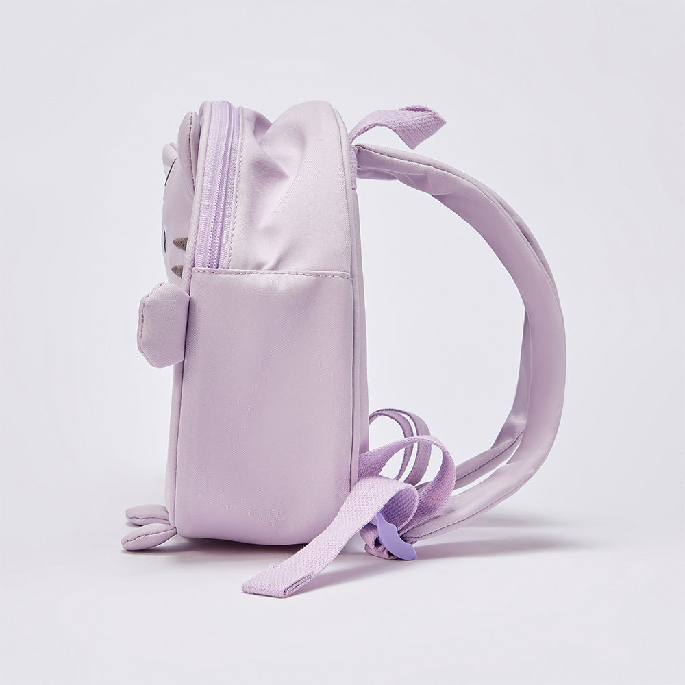 حقيبة ظهر مدرسية خفيفة للأطفال بلون بنفسجي بتصميم قطة لطيفة
