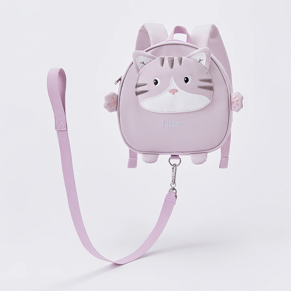 حقيبة ظهر مدرسية خفيفة للأطفال بلون بنفسجي بتصميم قطة لطيفة