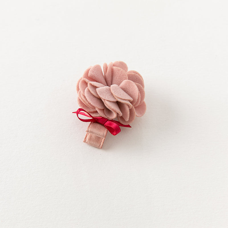 مشبك شعر زهرة مخملية باللون الوردي الفاتح - تصميم زهرة ثلاثية الأبعاد، إكسسوار شعر للبنات