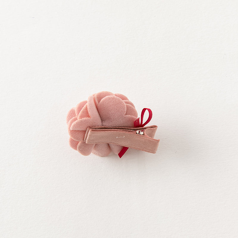 مشبك شعر زهرة مخملية باللون الوردي الفاتح - تصميم زهرة ثلاثية الأبعاد، إكسسوار شعر للبنات