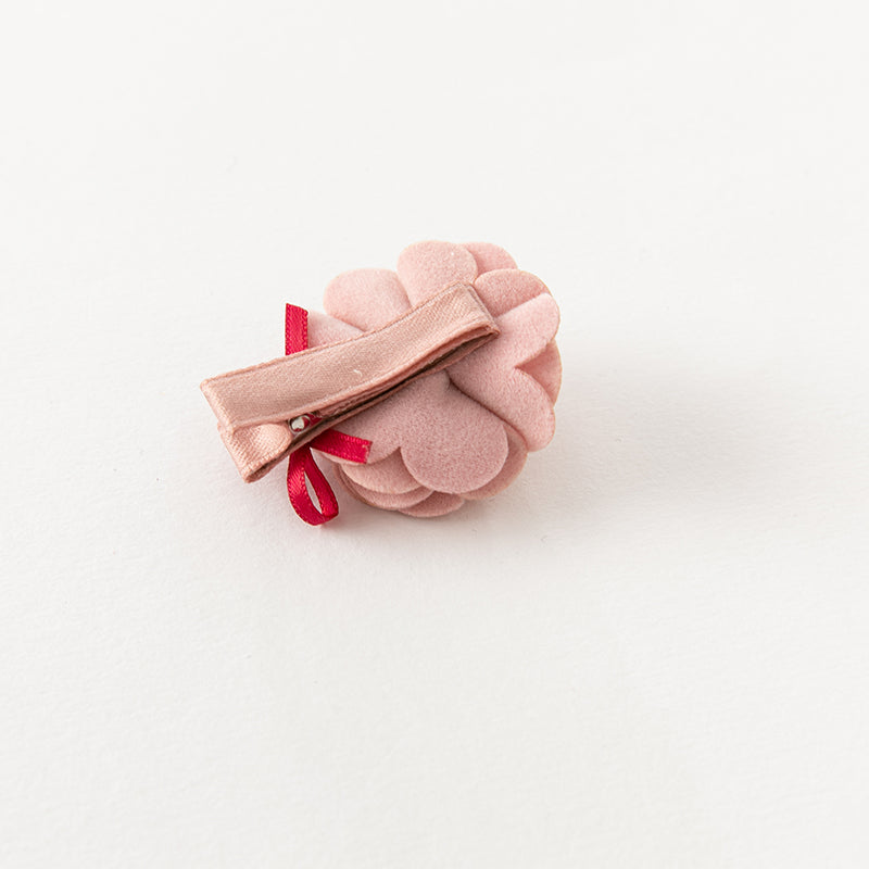 مشبك شعر زهرة مخملية باللون الوردي الفاتح - تصميم زهرة ثلاثية الأبعاد، إكسسوار شعر للبنات