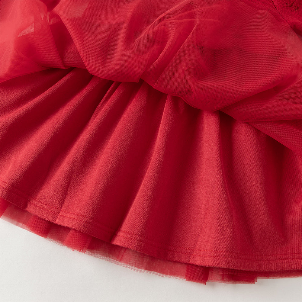 فستان تشيباو شتوي للأطفال الصغار بتصميم صيني، باللون الأحمر الداكن / الوردي الرمادي، مع تنورة تول، قماش محبوك