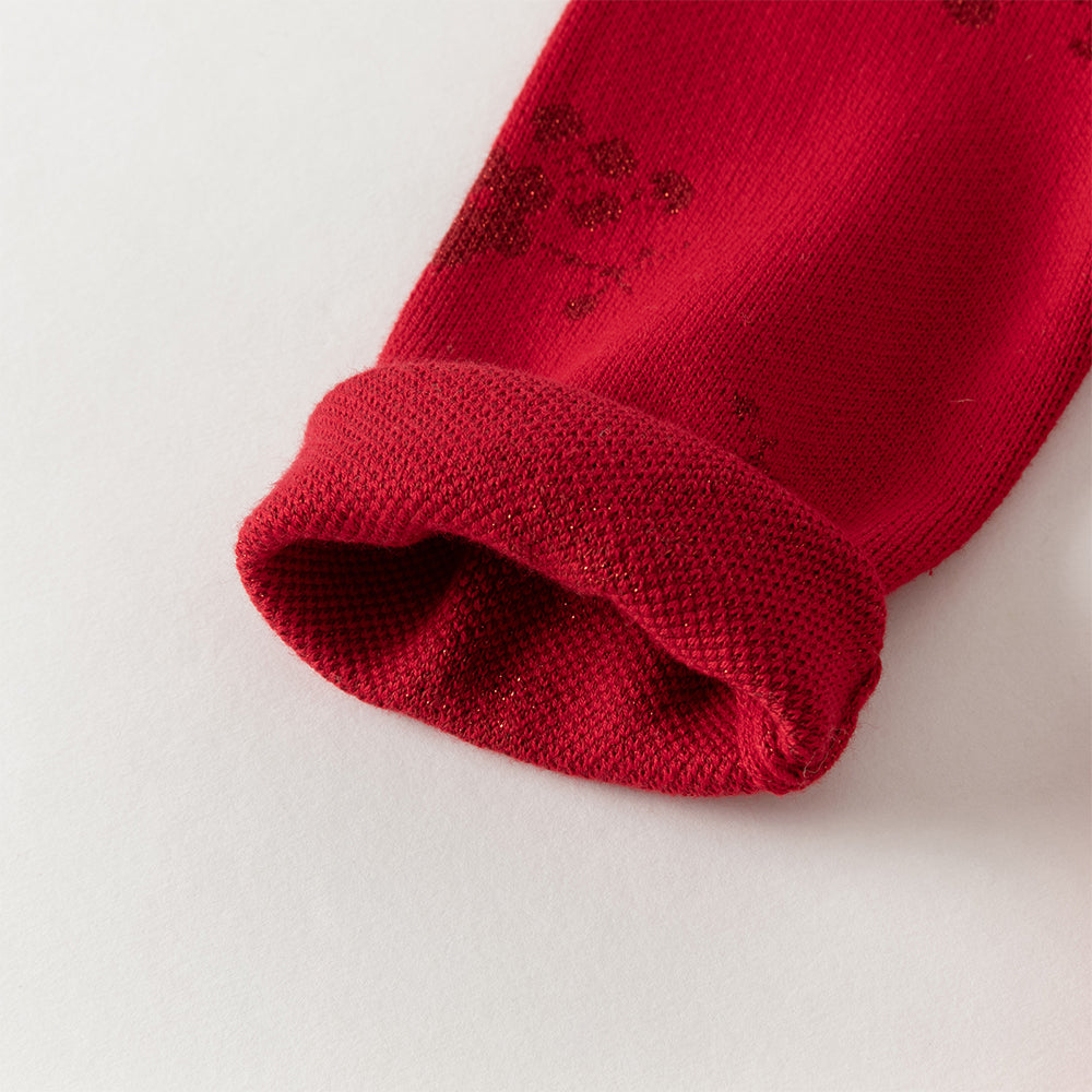 فستان تشيباو شتوي للأطفال الصغار بتصميم صيني، باللون الأحمر الداكن / الوردي الرمادي، مع تنورة تول، قماش محبوك