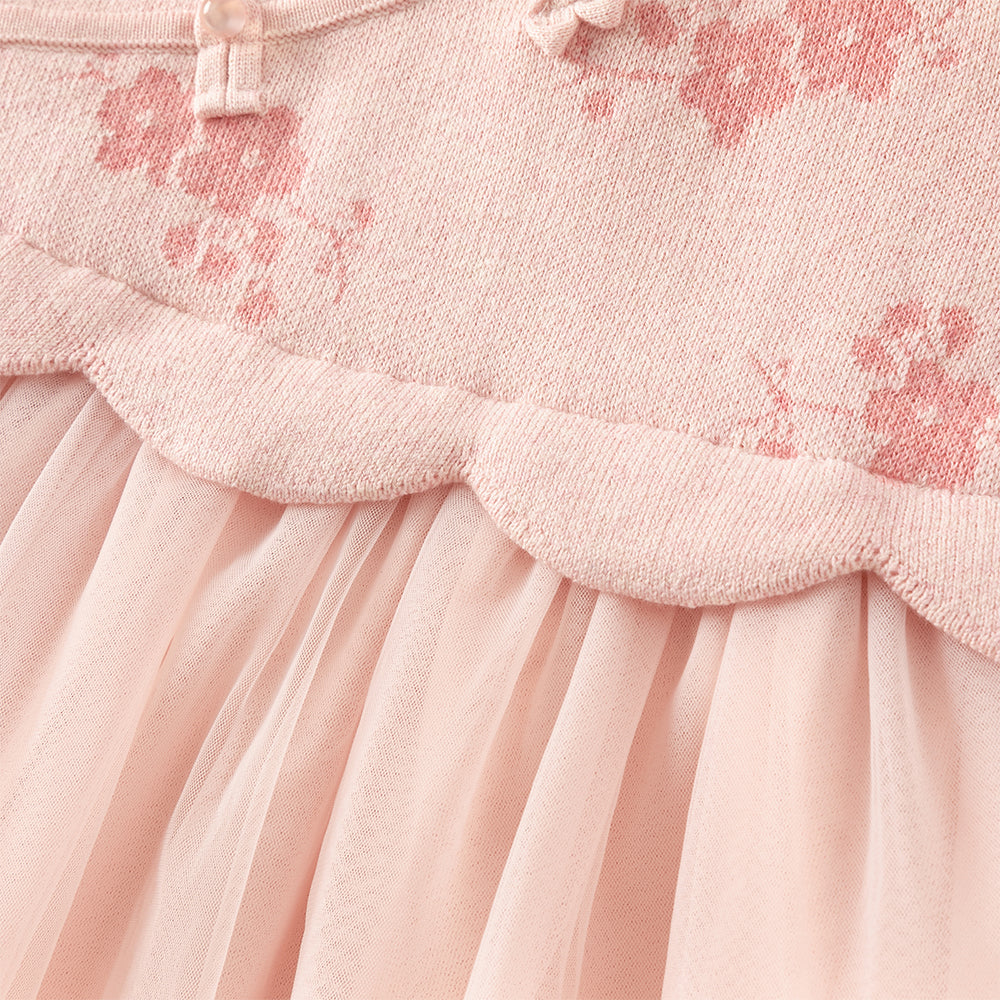 فستان تشيباو شتوي للأطفال الصغار بتصميم صيني، باللون الأحمر الداكن / الوردي الرمادي، مع تنورة تول، قماش محبوك