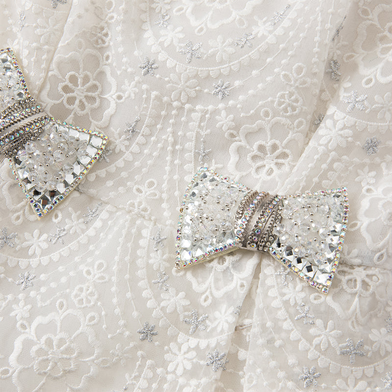 فستان بنات بيج من التول مع تطريز، فستان سهرة فاخر بأسلوب أميرة