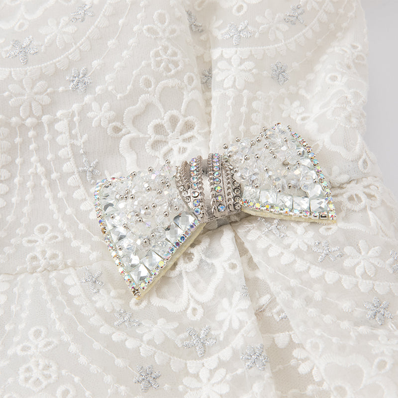 فستان بنات بيج من التول مع تطريز، فستان سهرة فاخر بأسلوب أميرة