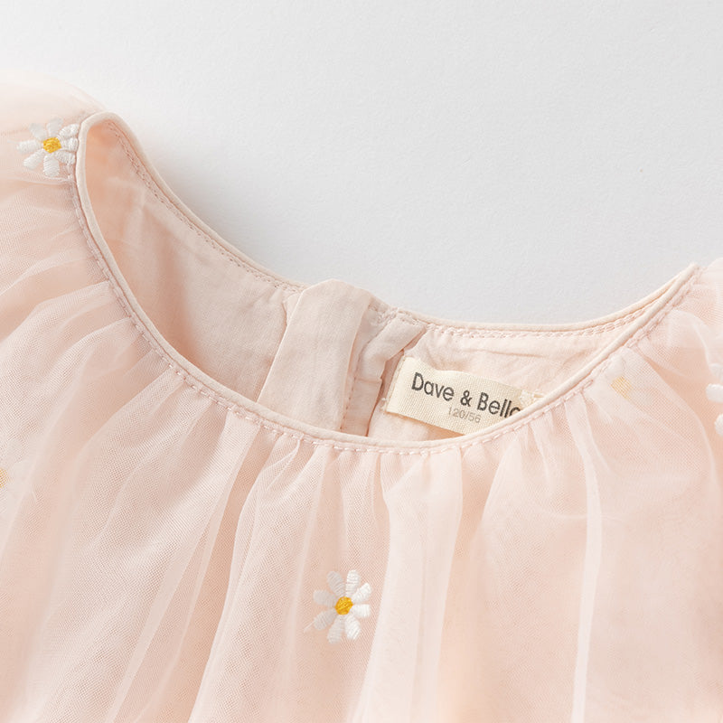 فستان بنات صيفي من التول باللون الوردي بأسلوب أميرة