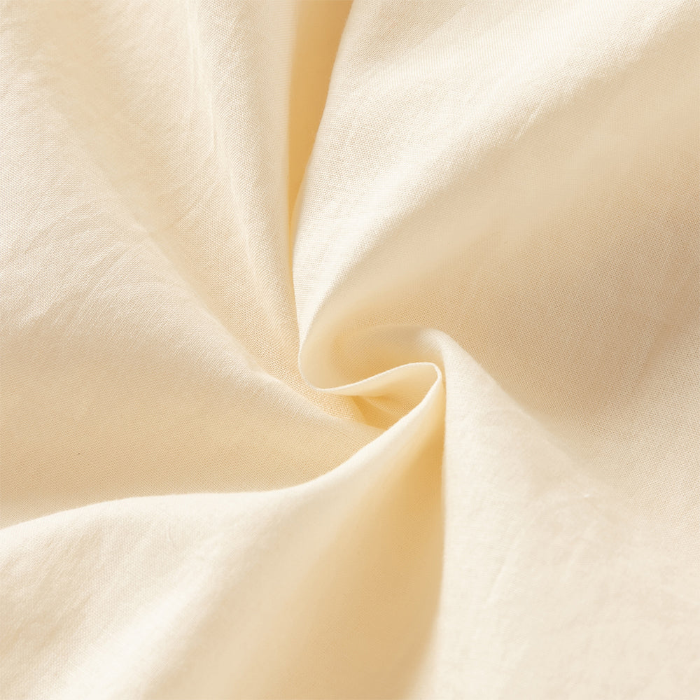 فستان بنات صيفي أصفر بياقة مربعة وأكمام كاب مزين بعقدة وحواف مكشكشة