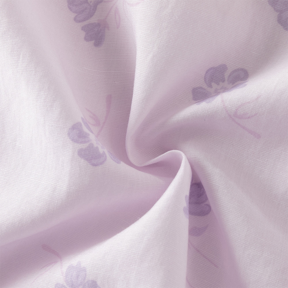 فستان بنفسجي بأكمام قصيرة وياقة تشيباو للبنات الصغيرات، فستان صيني صيفي مطبوع بالأزهار